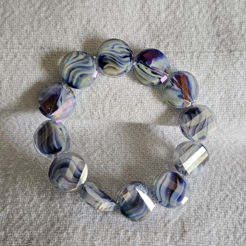 Blue and Purple Marbled Beaded Bracelet